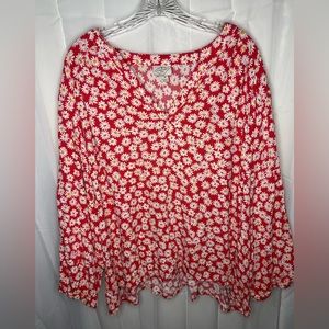 At John’s Bay. 3X. Red flower blouse.